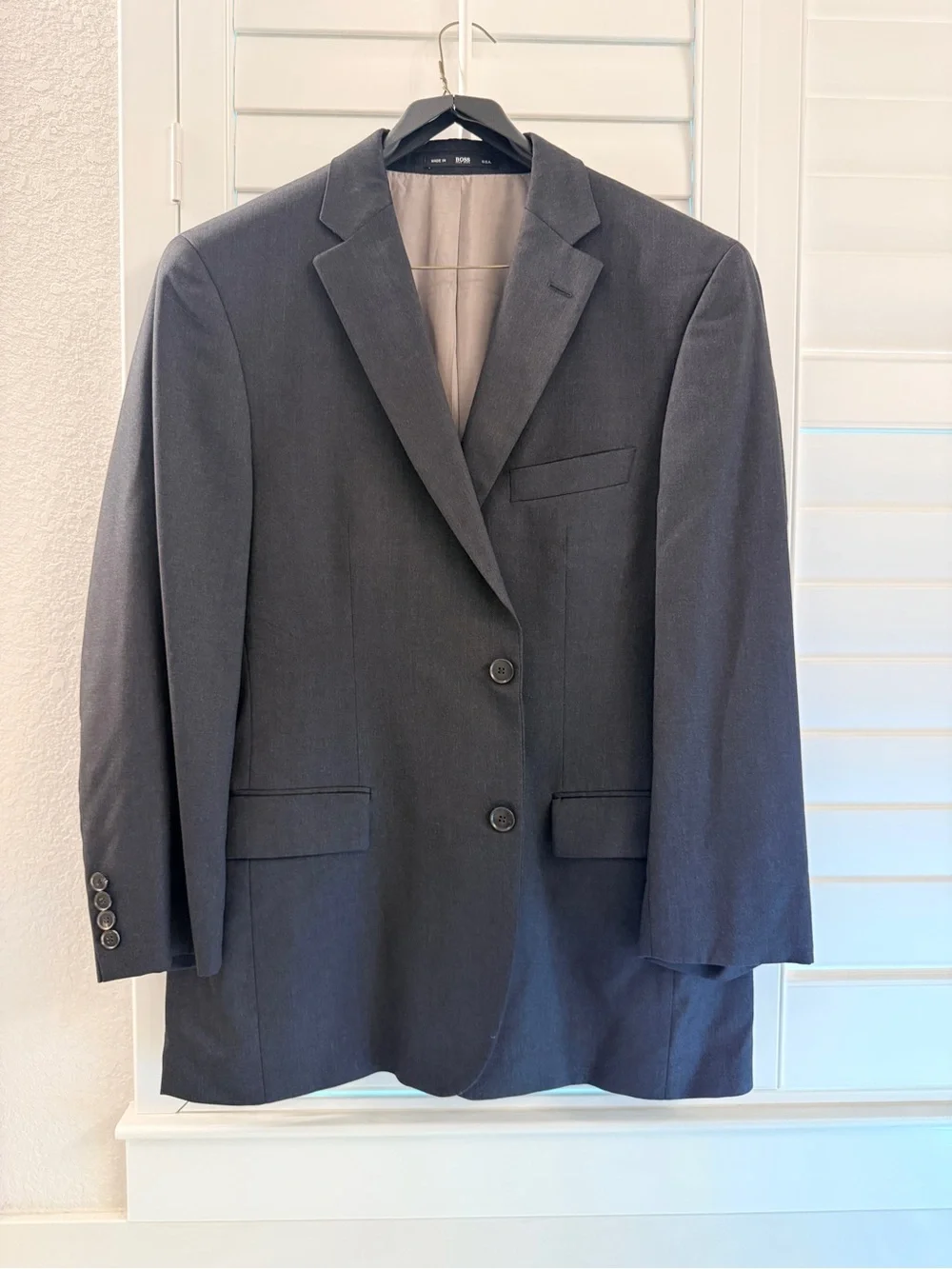 Hugo Boss Pasolini Movie US Blazer Mens 40R Charcoal Gray Super 100 Wool Jacket
